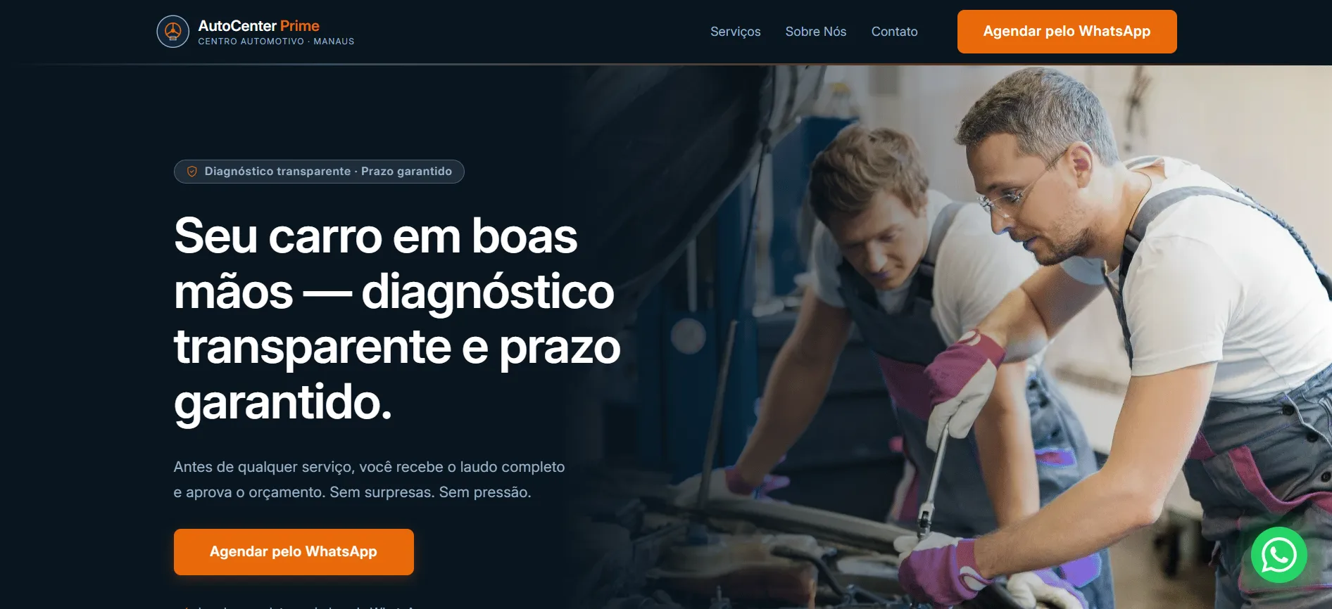 Site institucional entregue pela Acro Digital — Centro Automotivo