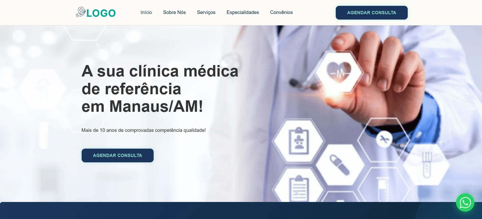 Site institucional entregue pela Acro Digital — Clínica Médica