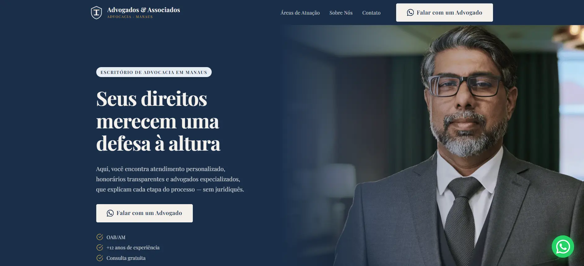 Site institucional entregue pela Acro Digital — Jurídico