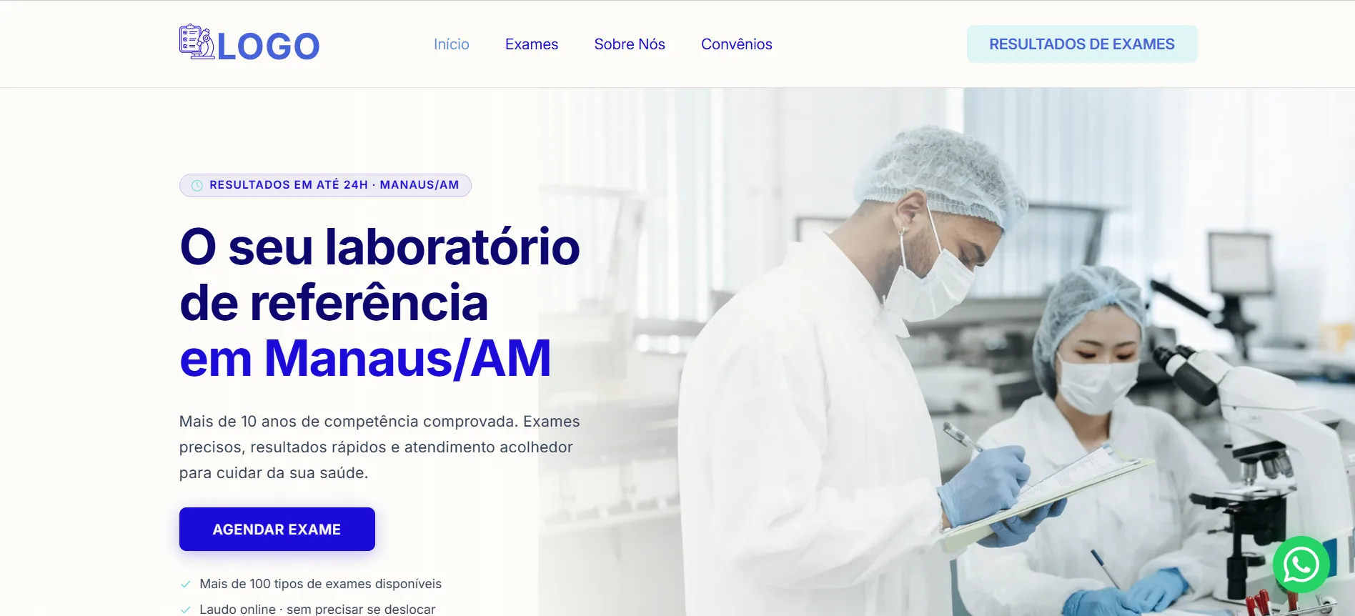 Site institucional entregue pela Acro Digital — Laboratório