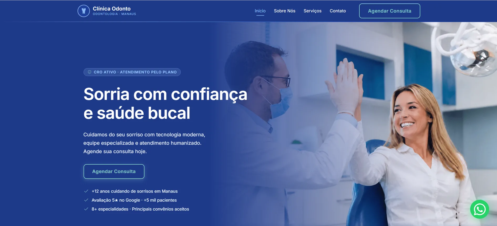 Site institucional entregue pela Acro Digital — Odontologia