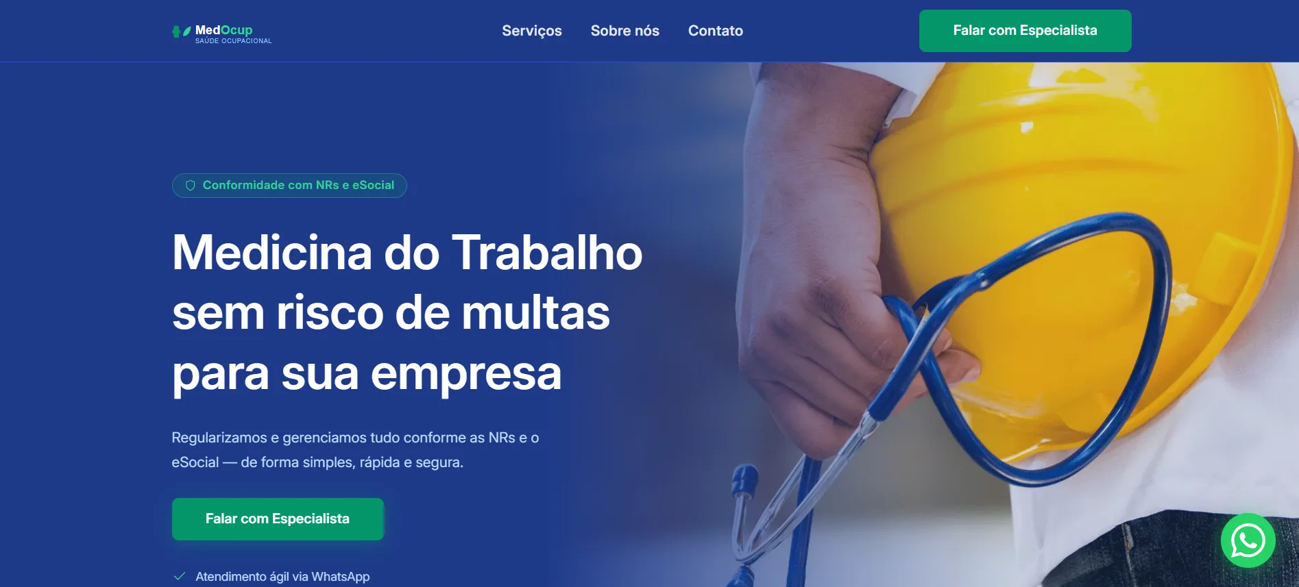 Site institucional entregue pela Acro Digital — Saúde Ocupacional